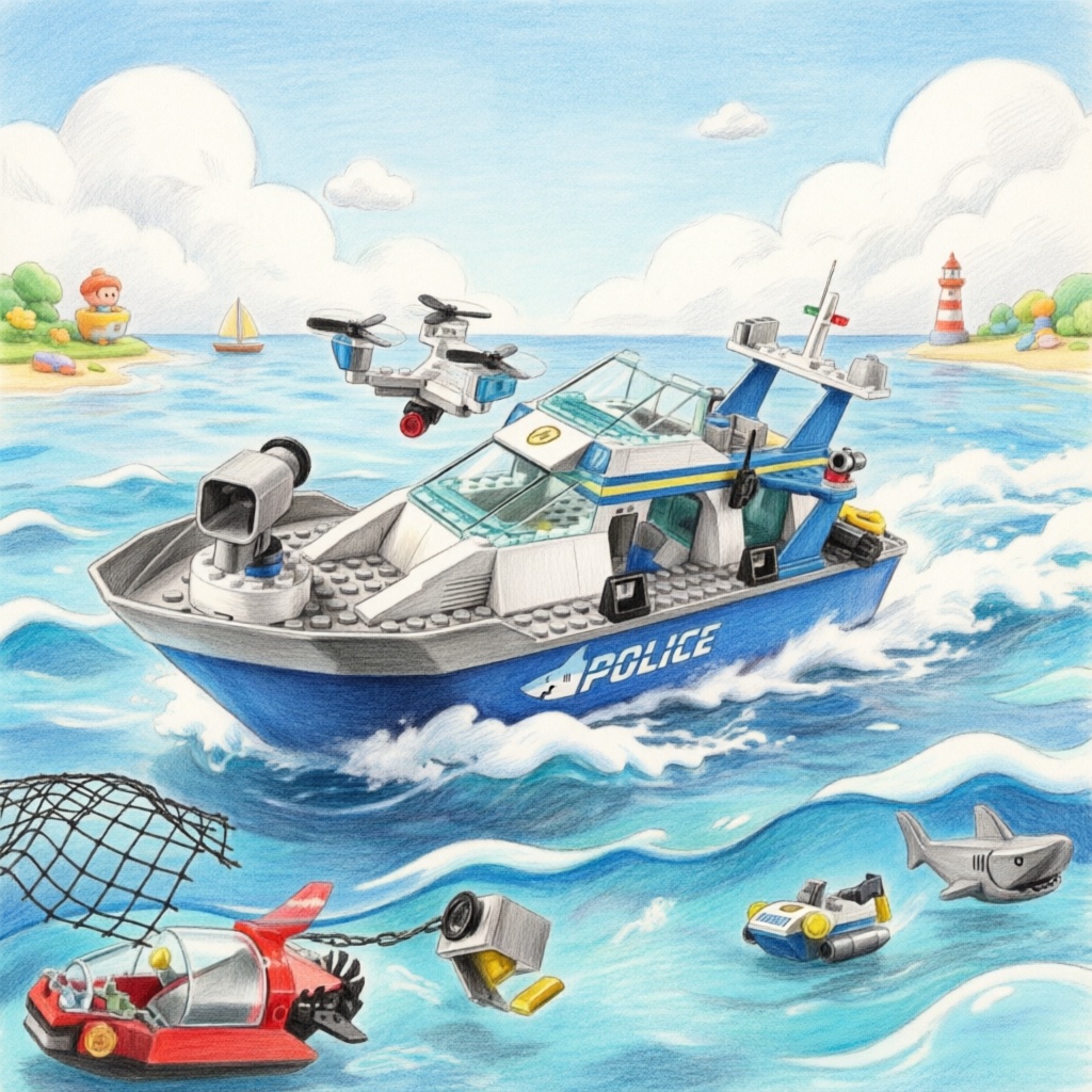 Lego Set Creator - Blok Bangunan Seri Kota: Kapal Patroli
