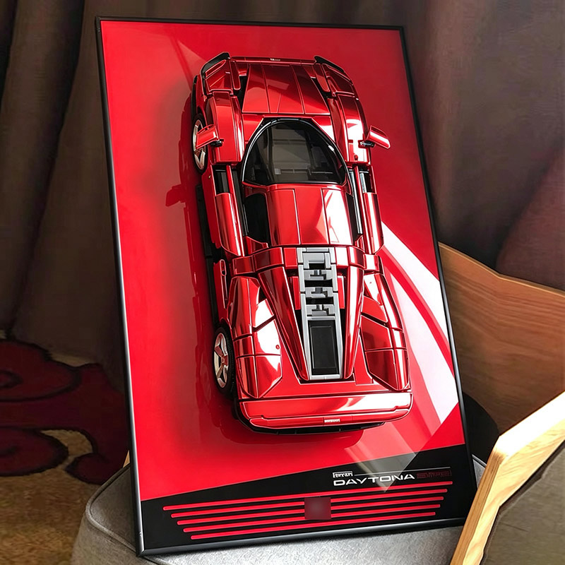 Model Kit Ferrari - Rak Pajangan Latar Belakang Berbingkai yang