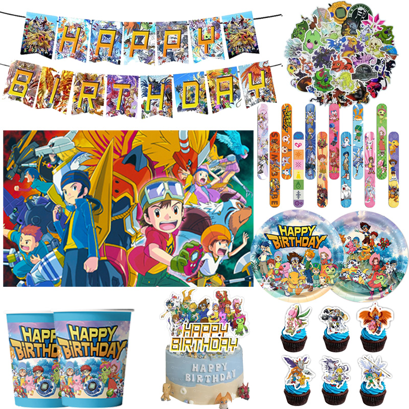 Model Kit Digimon - Perlengkapan Pesta Ulang Tahun Bertema Digimon