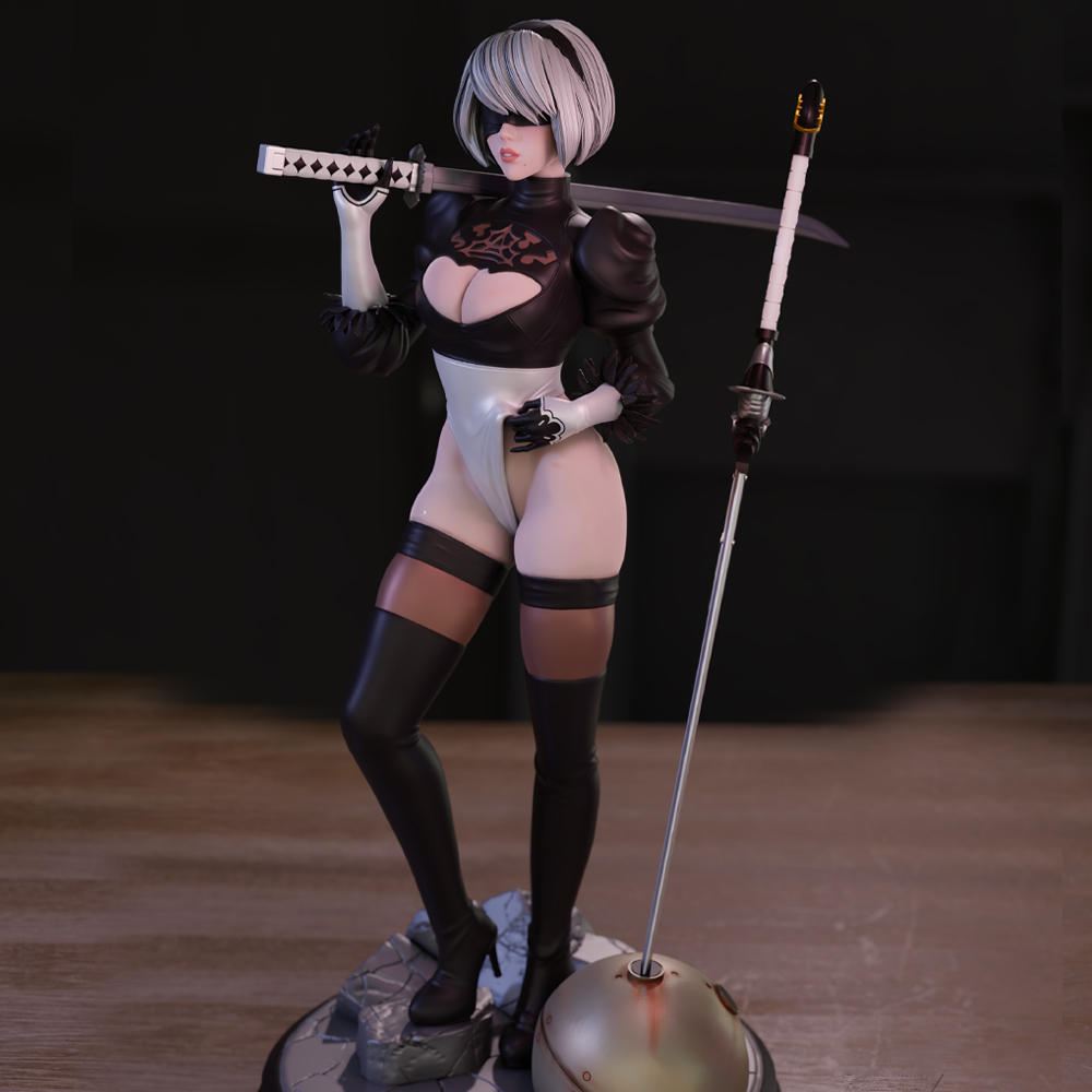 Model Kit Nier Automata - Kit Model cetak 3d 1/24 kecantikan